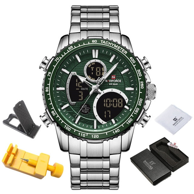 Green Naviforce 9182 Sport Chronograph Analogue Digital Display watch from fiveto.co.uk