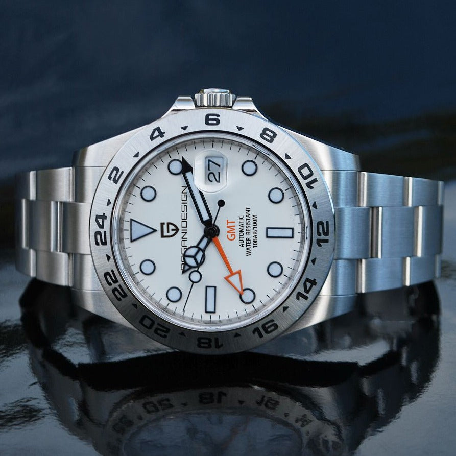 White Pagani Design Model 1682 Stainless Steel Automatic Waterproof Mechanical 42m Watch available from FiveTo.co.uk