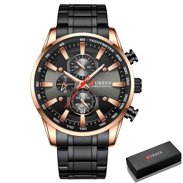 Curren Model 8351 Quartz Sport Chronograph Stainless Steel Watch available from FiveTo.co.uk