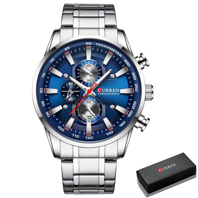 Curren Model 8351 Quartz Sport Chronograph Stainless Steel Watch available from FiveTo.co.uk