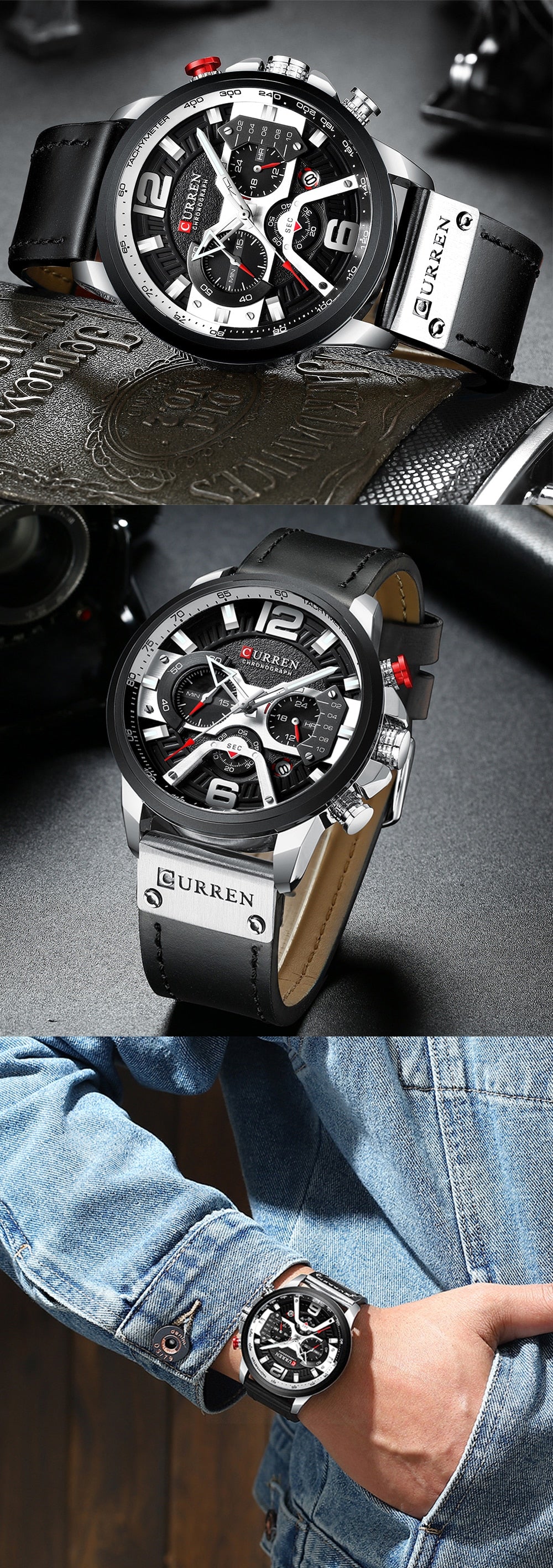 Curren Model 8329 Quartz Sport Chronograph watch available from FiveTo.co.uk