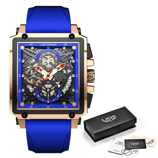 Blue Lige 8935 Skeleton quartz watch from FiveTo.co.uk