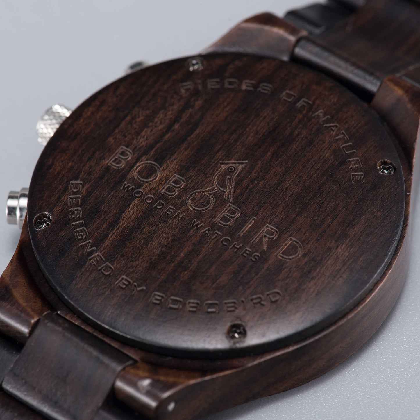 back Bobo Bird GT032 Handmade Ebony Wooden Quartz Watch available from FiveTo.co.uk