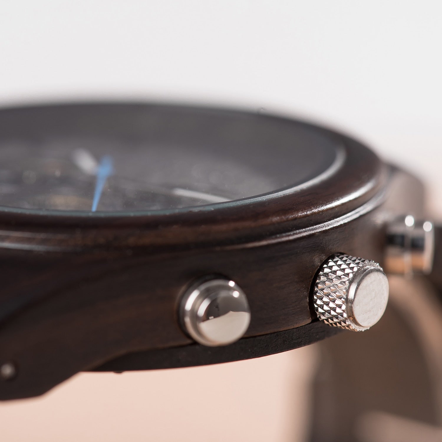 Detail Bobo Bird GT032 Handmade Ebony Wooden Quartz Watch available from FiveTo.co.uk