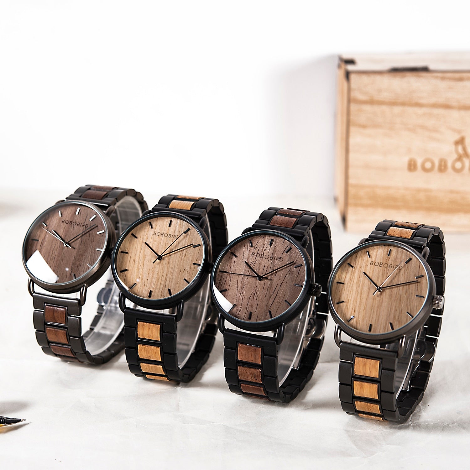 Range Bobo Bird GT032 Handmade Ebony Wooden Quartz Watch available from FiveTo.co.uk