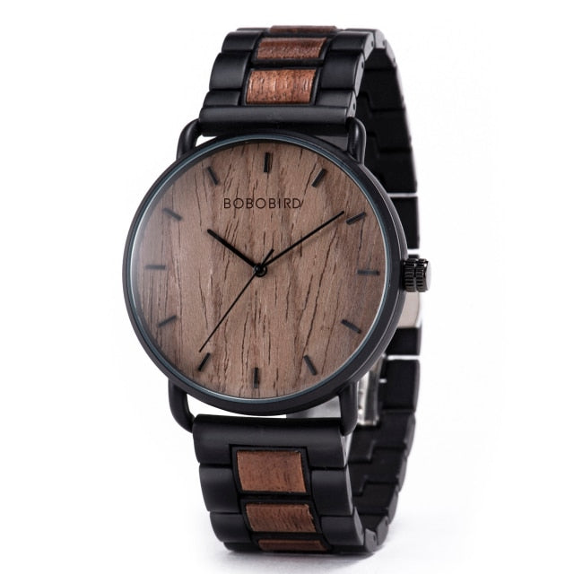 Bobo Bird GT032 Handmade Ebony Wooden Quartz Watch available from FiveTo.co.uk