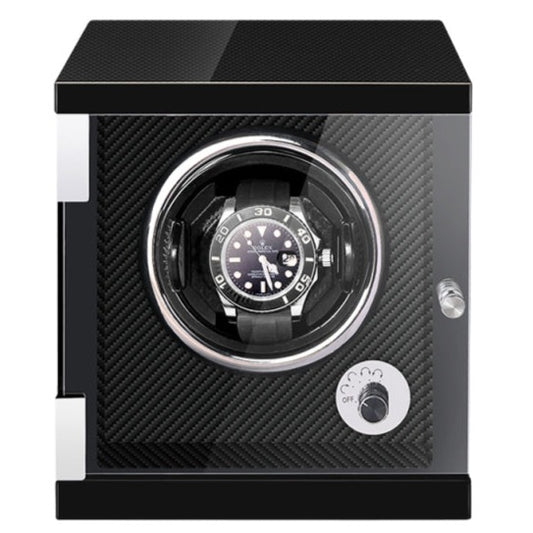 Black/Carbon Dariucs Luxury Automatic Watch Winding Display Case available from FiveTo.co.uk
