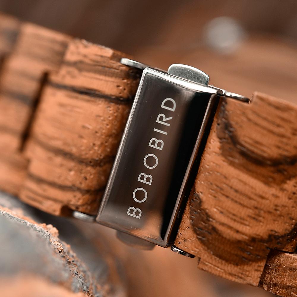 Strap detail Bobo Bird GT016 Retro Ebony Wooden Quartz Watch available from FiveTo.co.uk