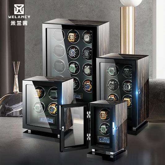 Range of Melancy Luxury Wooden Automatic Watch Winding Cases available from FiveTo.co.uk