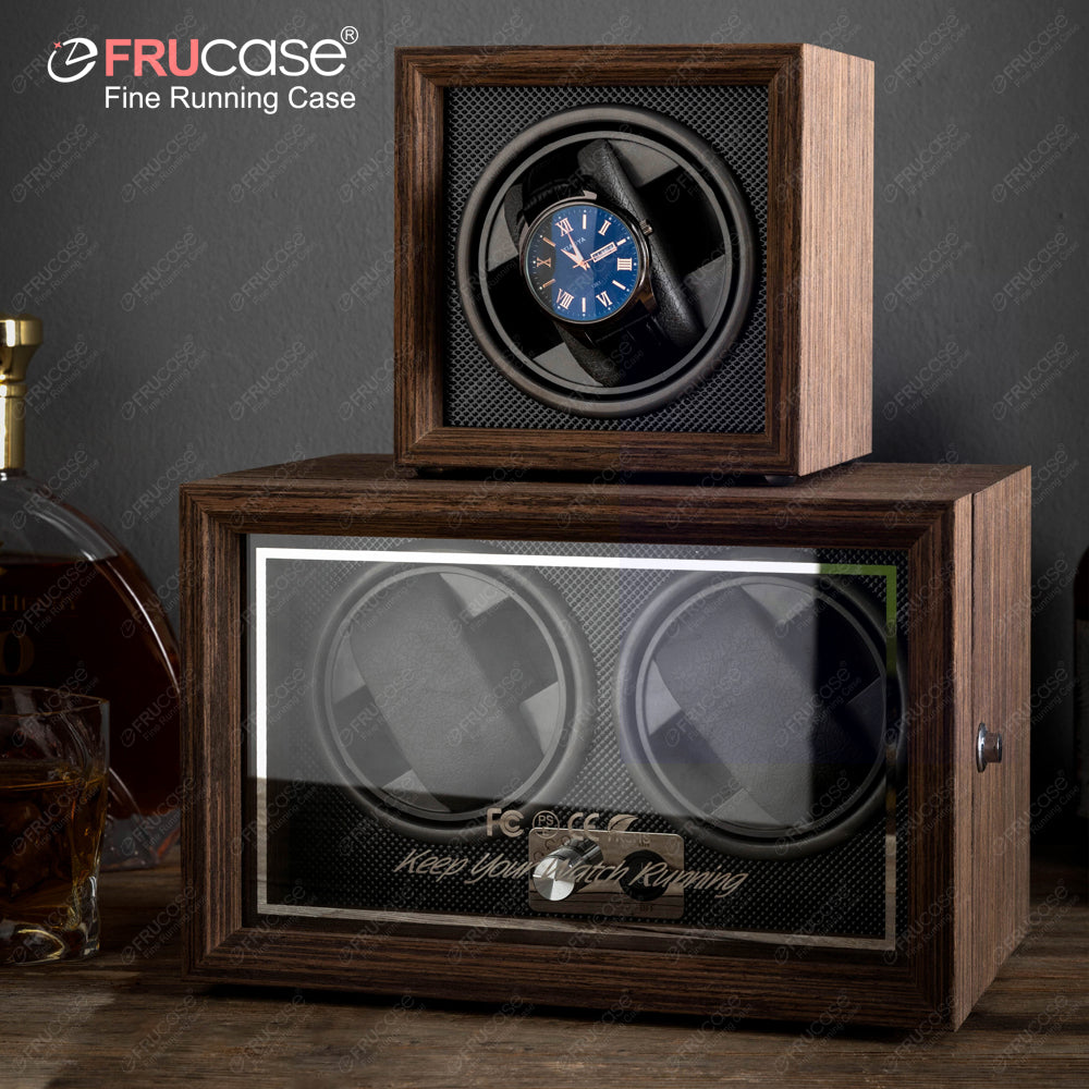 Single and dual watch Frucase Automatic Watch Winding Display Cases from FiveTo.co.uk