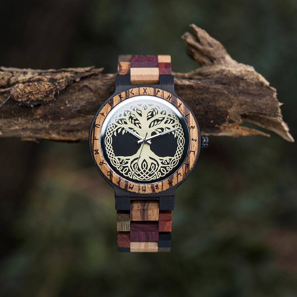 Bobo Bird GT016 Retro Ebony Wooden Quartz Watch available from FiveTo.co.uk